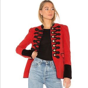 Seamed and Structured Military Blazer in Red